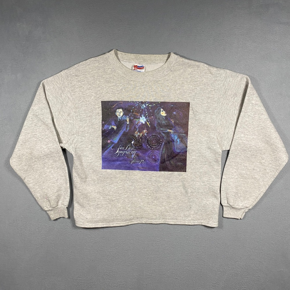 Vintage Hanes Sweatshirt Mens M Gray Fantasy Symphony James Pye 90s USA Made
